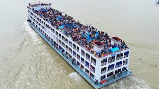 হাজারো ঈদ যাত্রীর ঢল এম ভি টিপু-১৩ লঞ্চে | Overloaded passengers Mv Tipu-13 launch