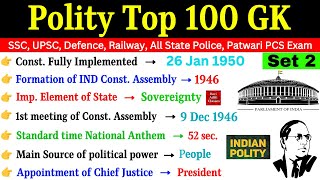 Polity Top 100 MCQs | Indian Polity Gk MCQs Questions And Answers | Polity Quiz | Polity GK