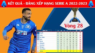 Kết quả Vòng 28 Serie A Itlia 22/23  Bảng xếp hạng, Lịch thi đấu vòng 29 Serie A