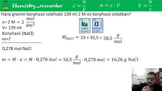 Kémiai számolások - alapok - koncentráció (molaritás)
