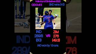 India V/S Zimbabwe 2022 | ODI 3 | Match Score Card 🏏