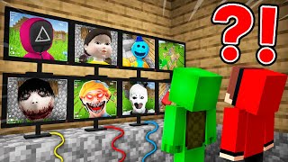 JJ and Mikey Watching for Scary MONSTERS FAMILY on CAMERAS in Minecraft! - Maizen