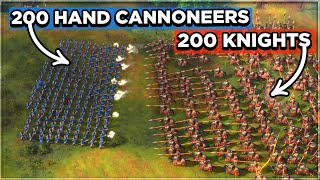 200 HAND CANNONEERS vs 200 KNIGHTS - Age Of Empires 4 ⚔