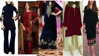 Latest velvet dress with plazo 2019 / designer velvet designs