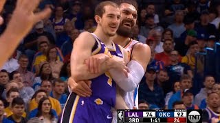 Steven Adams & Alex Caruso have fun during the game | Thunder vs Lakers