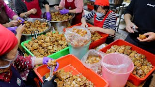 豚料理、豚の角煮、豚足Making mass produced pork dishes, braised pork, and pig feet