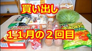 食料品の買い出し　１１月の２回目　１２点購入