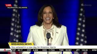 VP elect Kamala Harris While I may be the first woman in this office, I will not be the last