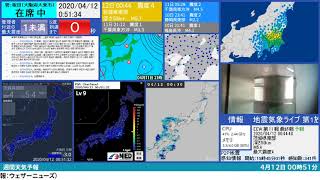 【最大震度4】2020年04月12日 00時44分頃発生 茨城県南部 深さ50km M5.1【緊急地震速報(予報)】