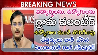 BREAKING NEWS: విద్యార్థులను, ఉద్యోగులను గ్రామ వలంటీర్ గా తొలిగించాలి - పంచాయతీ రాజ్ కమీషనర్ ఆదేశాలు