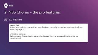 The benefits of specifying with NBS Chorus Pro
