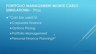 Portfolio Management Monte Carlo Simulation Part 1 (of 6 videos) - An introduction