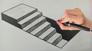 Very Easy ! How To Draw 3D Staps & Stairs ! Optical Illusion Drawing ! 3D Trick Art on paper