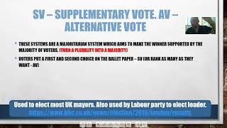 AV and SV - Alternative Vote and Supplementary Vote