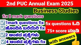 2nd puc business studies important questions for annual exam 2025