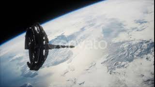 Futuristic Space Satellite Orbiting the Earth | Motion Graphics - Envato elements