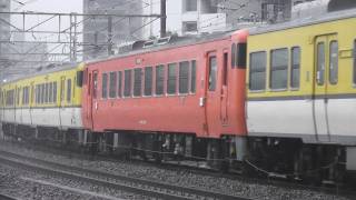 大雨で遅れるキハ40系の回送列車 キハ40が2両混入 横川～広島 2011.7