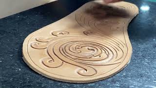 The process of carving sheridan on leather using special tools - by GodFathers61