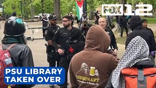 Portland police say they are working to de-escalate occupation of PSU library