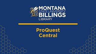 Introduction to ProQuest Central