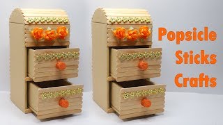 Kreasi Stik Es Krim | Membuat Rak Mini dari Stik Es Krim | Storage box popsicle stick crafts