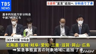 緊急事態宣言 北海道、宮城、愛知など８道県追加へ 分科会で了承【#新型コロナ】