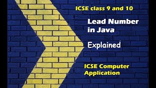 Lead number in Java #icseclass10 #icsecomputer | Numbers in Java Computer Application ICSE