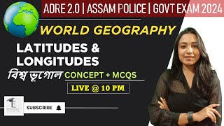 World Geography for ADRE 2.0 | Latitudes & Longitudes | Top MCQ's | Basics of Geography | Part-7