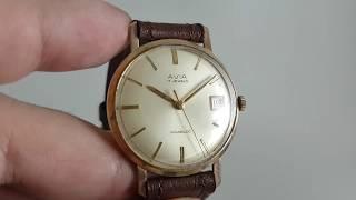 1966 Avia men's vintage watch with 9k gold case