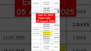 Capf AC 2025 Exam Date | Capf AC 2025 Notification #capfac #capfac2025 #capfac2024