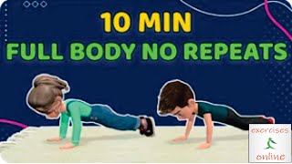 10 MIN WORKOUT FOR KIDS   FULL BODY, NO REPEATS/10 წუთიანი ვარჯიში ბავშვებისთვის   სრული სხეული, გ