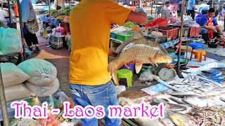 ตลาดนัดไทยลาว asian food in thai - laos market 🔴 Asian​ street​ food