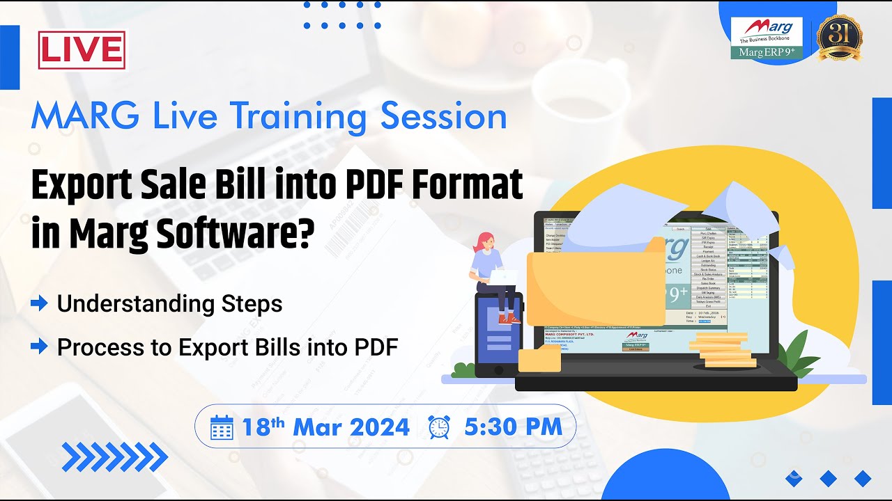 Export Sale Bill Into Pdf Format In Marg Software Youtube