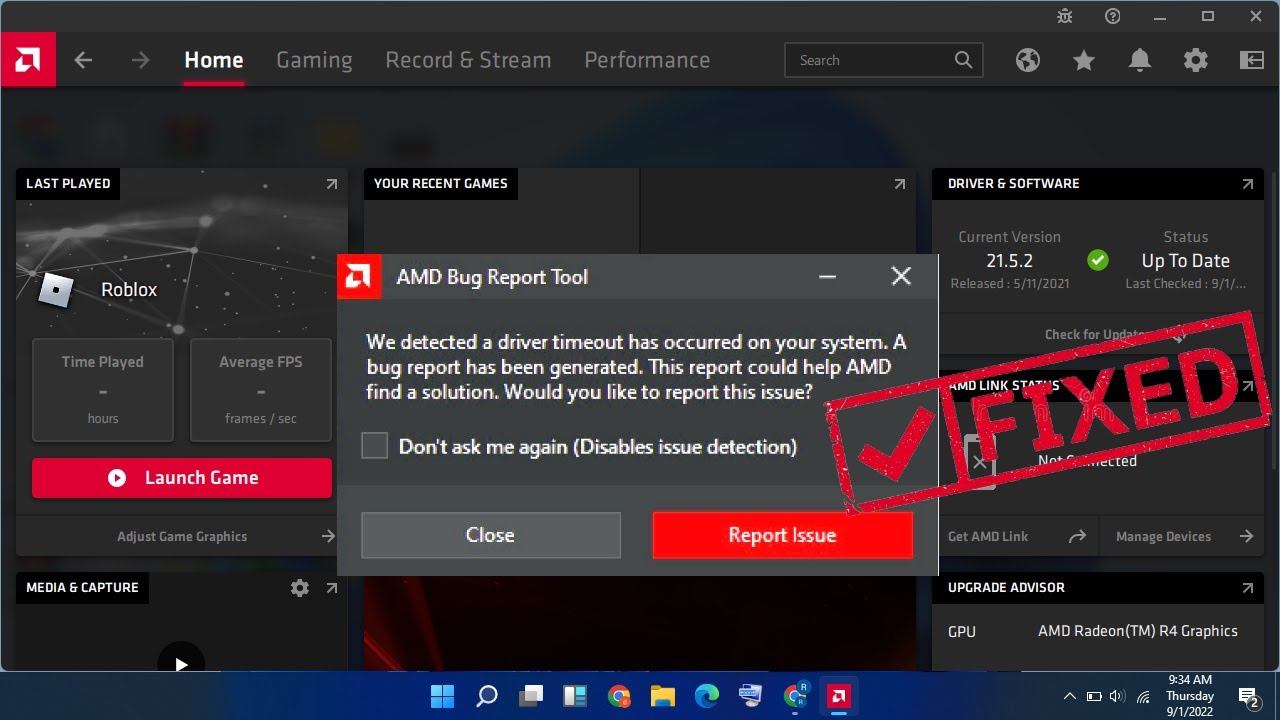 How To Fix Amd Bug Report Tool | We Detected A Driver Timeout Has ...