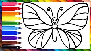 Dibuja y Colorea Una Linda Mariposa 🦋🌈 Dibujos Para Niños