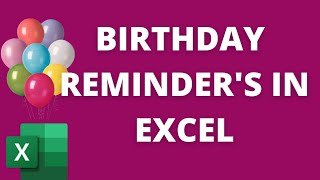 Birthday Reminder's in Excel in Tamil #excelintamil #exceltips