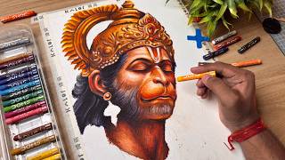 Hanuman ji Drawing, Lord Hanuman Drawing, Oil Pastel Drawing, Part - 3