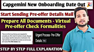 Capgemini Pre-offer Details Mail Update | Joining 14 Jan'25 | Onboarding,Pre-offer Check Formalities