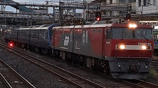 【4K高画質】《ロイヤルエクスプレス北海道貸出に伴う返却甲種輸送》EH500 80号機[仙貨]+伊豆急2100系R5編成+マニ50-2186が大宮駅④を通過！(9172列車・甲82)