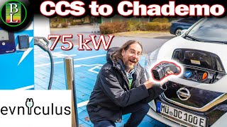 Charging Nissan Leaf at CCS Hypercharger - Evniculus CCS to Chademo Adapter