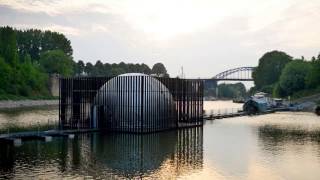 mobile domed bridge splits in half to form both separate and shared spaces