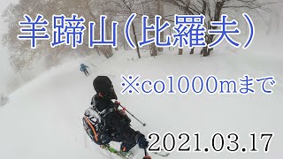 2021/03/17 羊蹄山（比羅夫）、標高1000mまで下見、山スキー