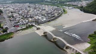 Kintai Bridge and Iwakuni Castle in Yamaguchi by Drone in Japan