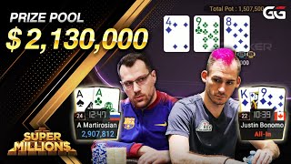 Super MILLION$ | E35 | $2,130,000 GTD | w Justin Bonomo, Niklas Astedt \u0026 Nick Petrangelo