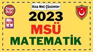 2023 MSÜ MATEMATİK [+PDF] - 2023 MSÜ Matematik Soru Çözümleri