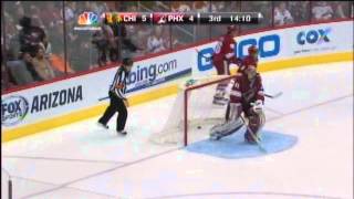 1/20/13: Mike Smith isn't very happy, destroys stick against post