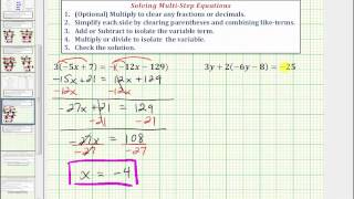 Ex2A : Solve Multi-Step Linear Equations in One Variable