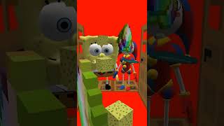 Door Leads To Pedro Pedro raccoon 🦝 VS  Pomni 🤡 and SpongeBob 🧽 #shorts #minecraft