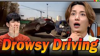 LEETEUK & N.Flying YOO HWE SEUNG's Dashcam Reaction : Drowsy Driving Crashes Compilation💥