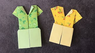 Origami Shirt and Shorts with One Sheet of Paper